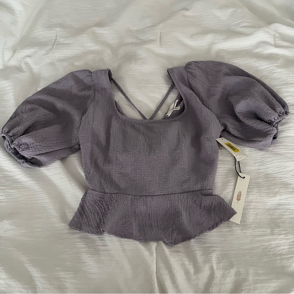 NWT JUNE & HUDSON purple peplum top